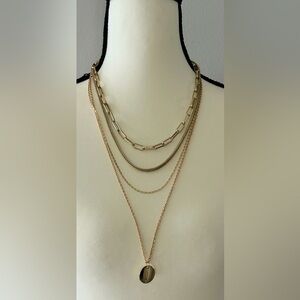 Express Goldtone 4 Layer Chain Necklace Multi Layer
